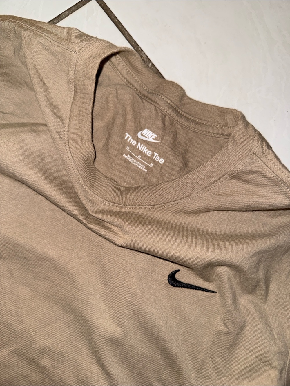 Nike Men’s Tan Short-Sleeve Tee with Black Swoosh